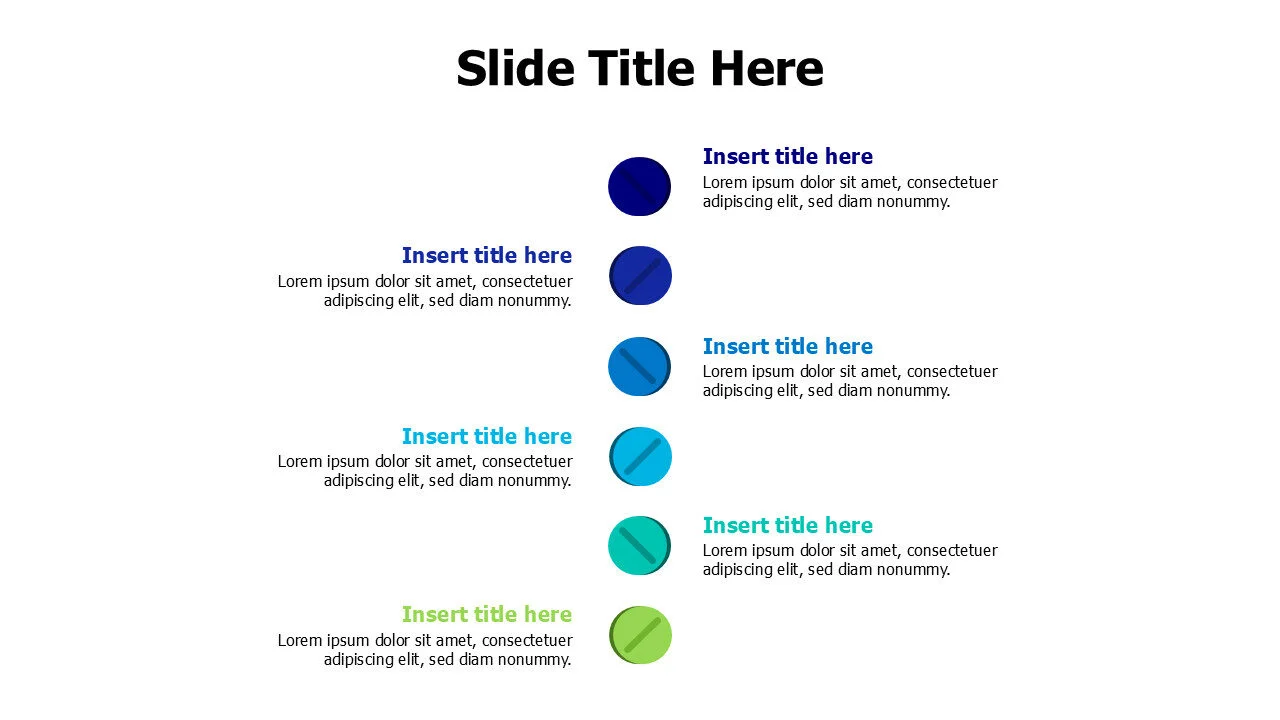 6 points colored circular pills infographic