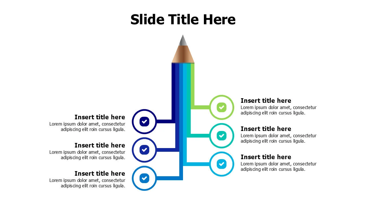 6 points colored lines from a bencil infographic