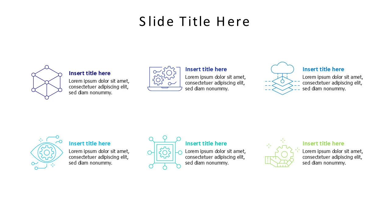 6 points colored online icons infographic