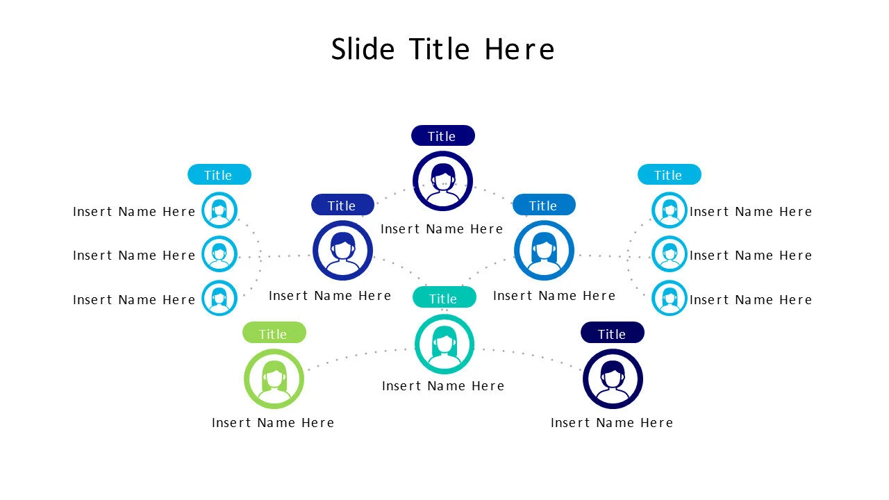 6 points colored org chart infographic