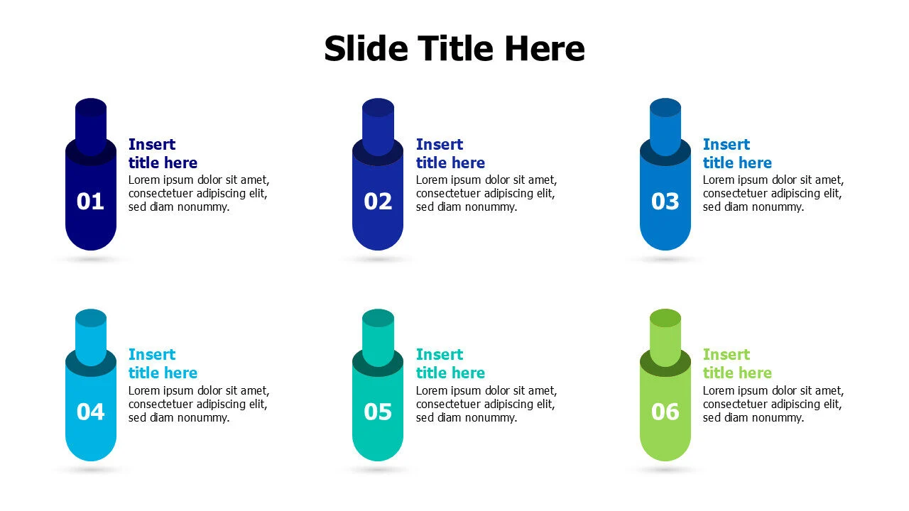 6 points colored packs infographic