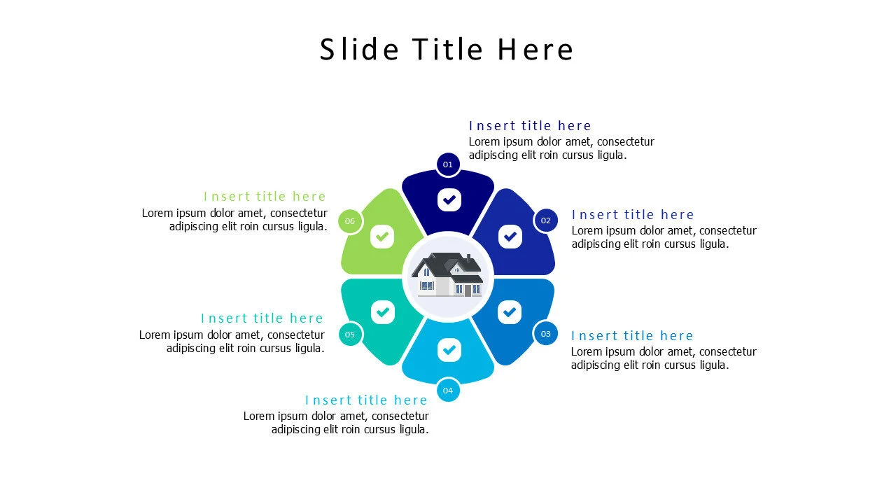 6 points colored rounded real estate infographic