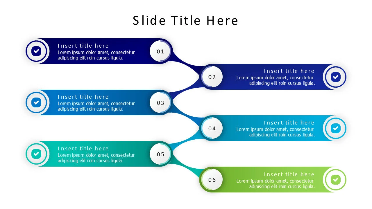 6 points connected lines infographic