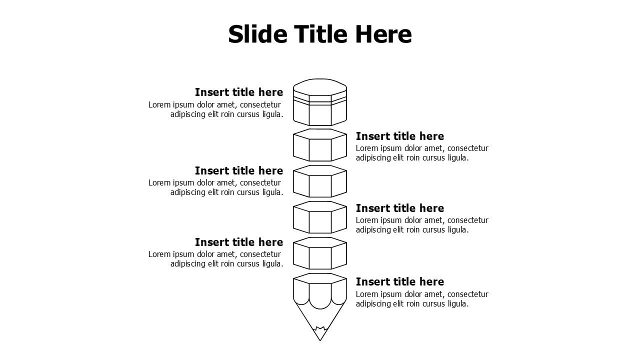 6 points divided bencils infographic with titles
