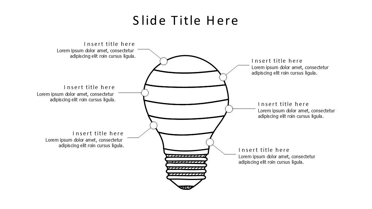 6 points divided doodle bulb infographic