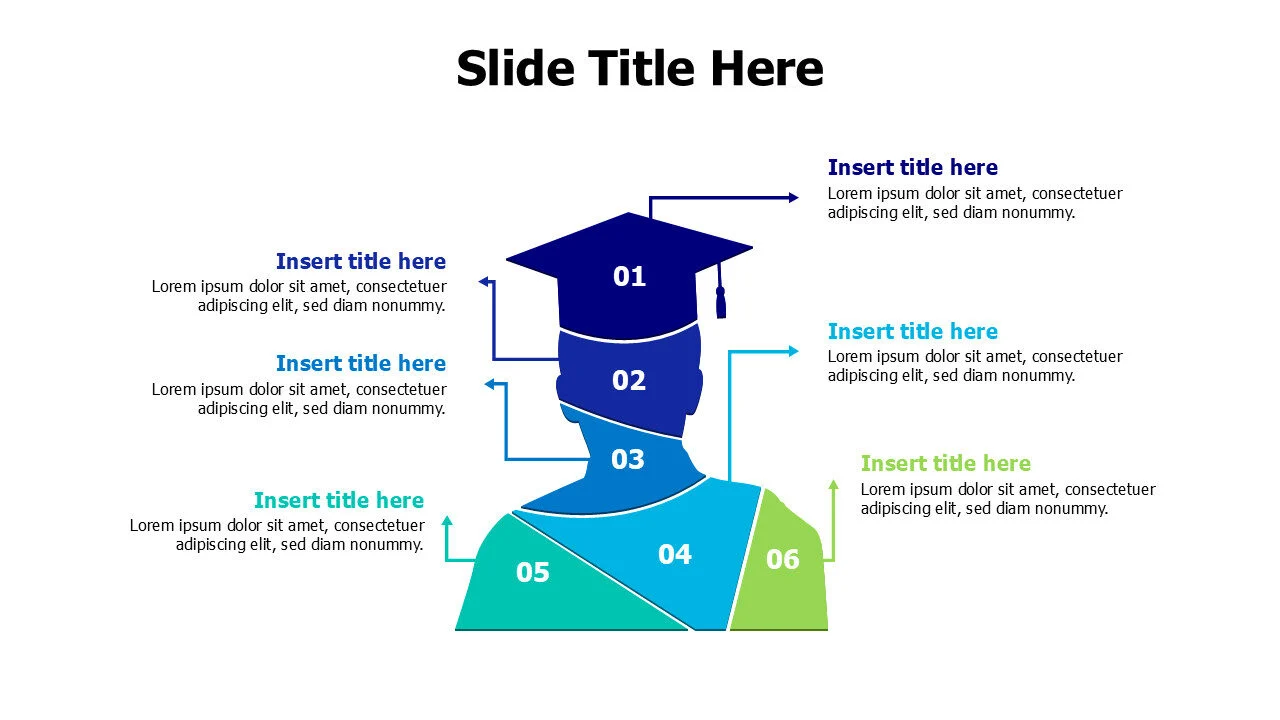 6 points divided gradute person infographic