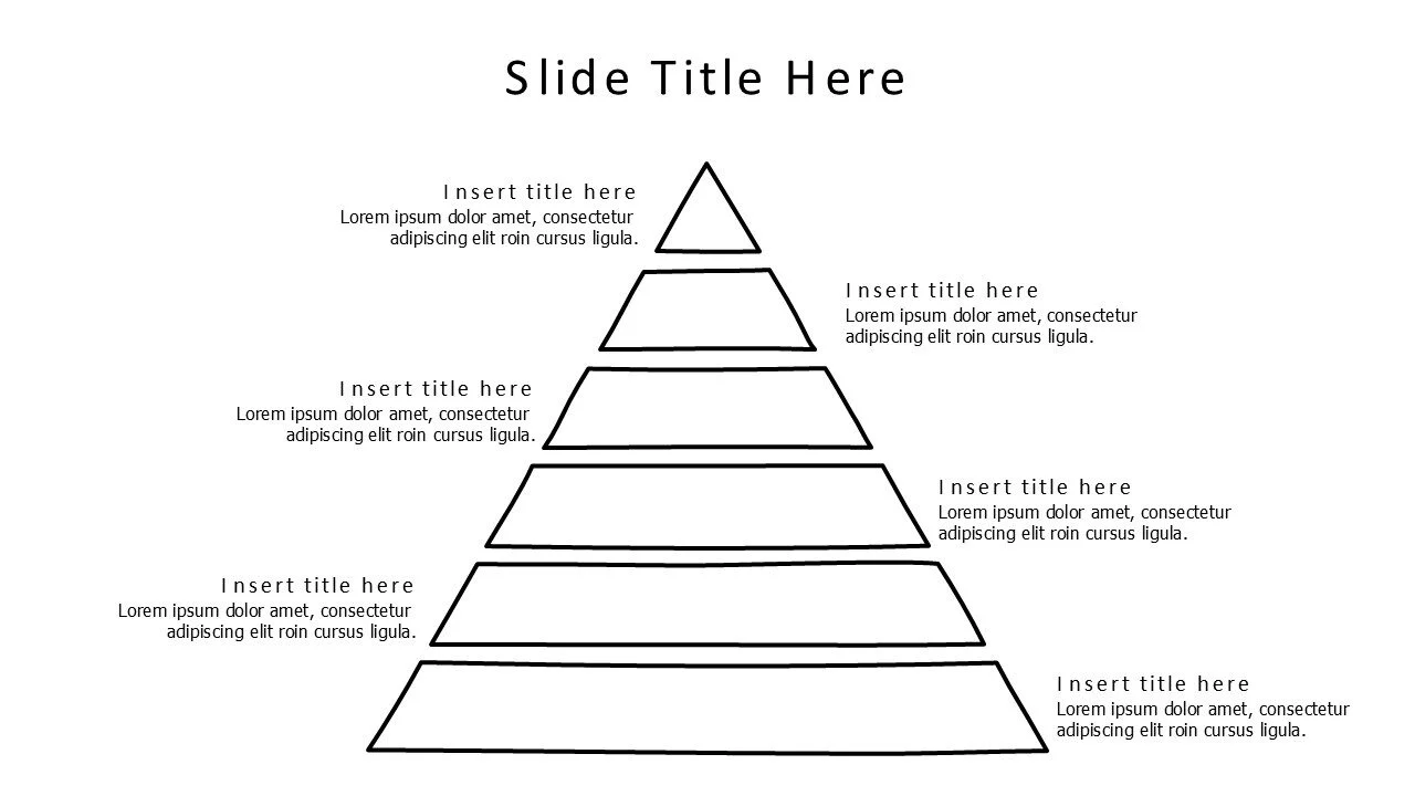 6 points divided outline pyramid infographic