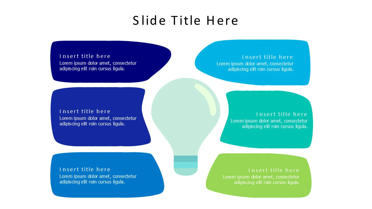 6 points doodle colored bulb infographic