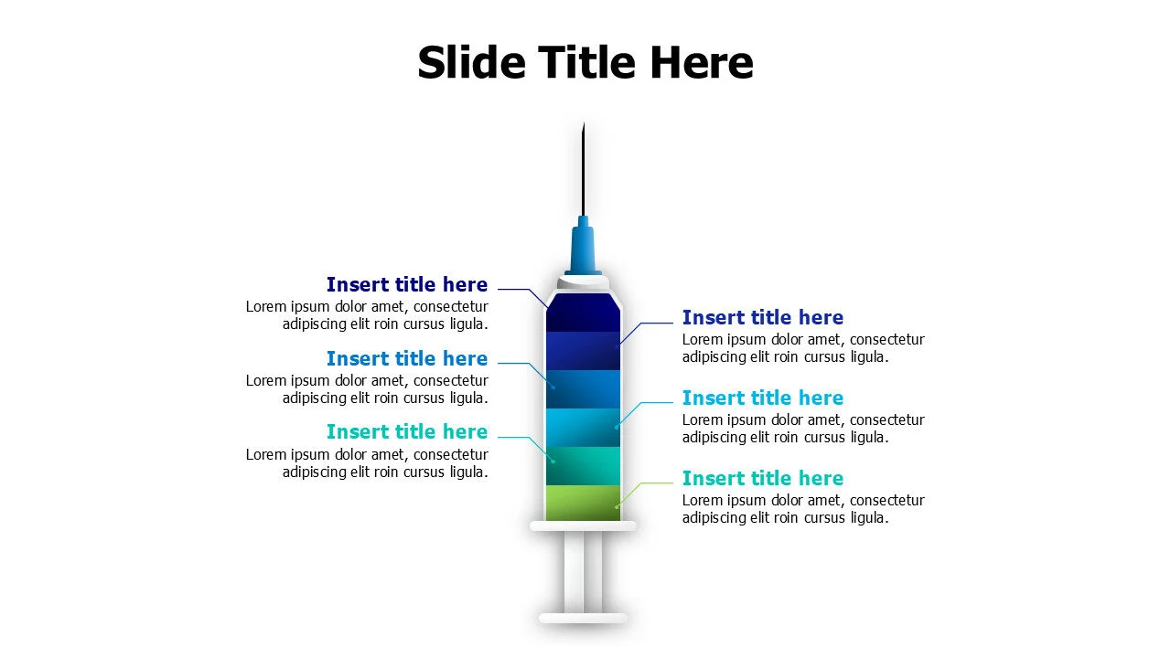 6 points filled 3D injection infographic