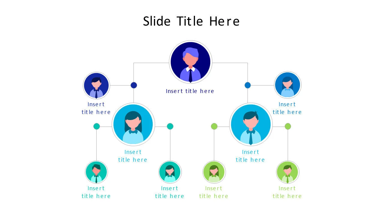 6 points flat employees org chart infographic