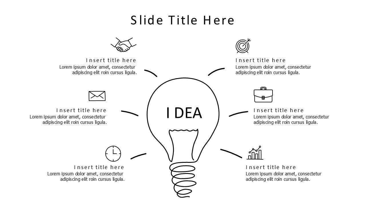 6 points from a doodle outline bulb infographic