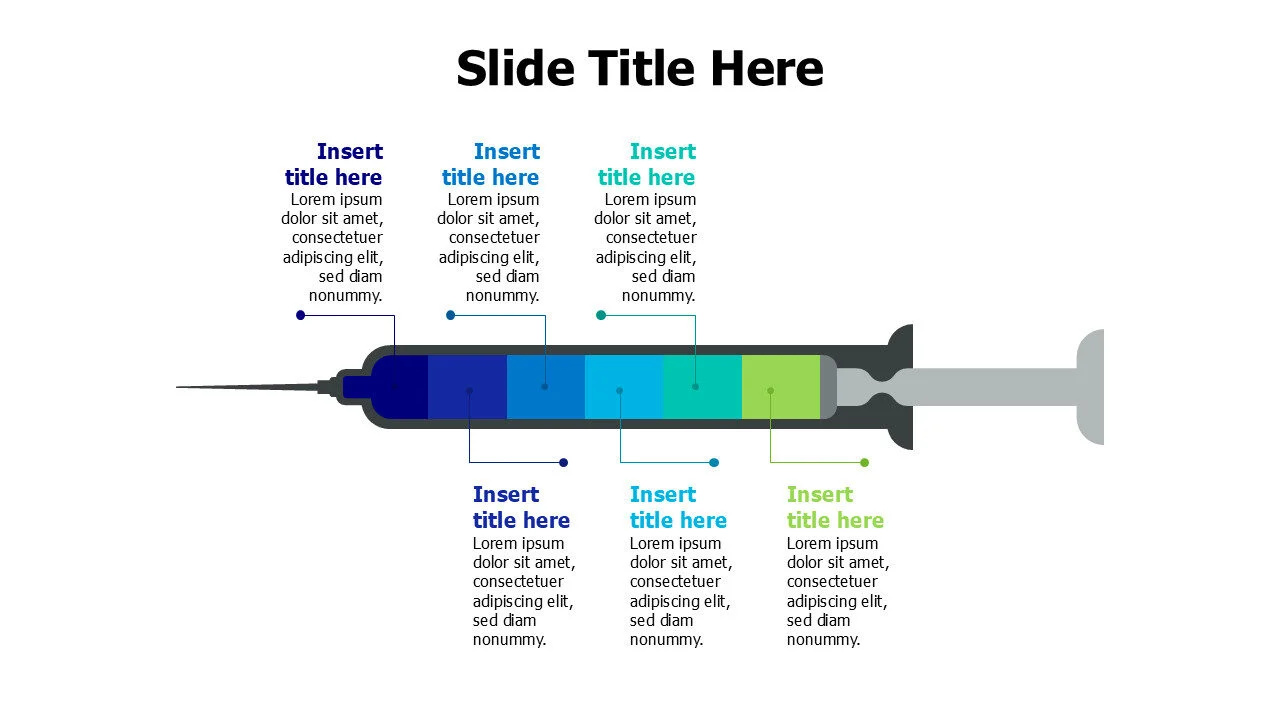 6 points from a flat syringe infographic