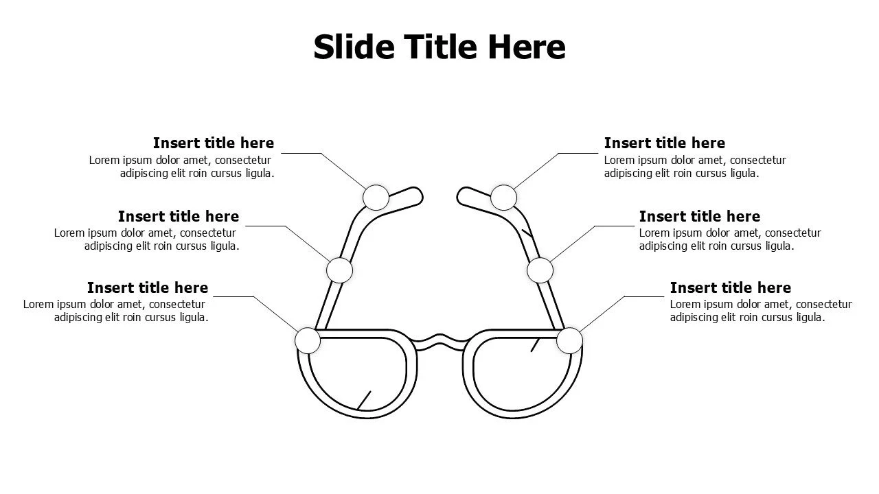 6 points outline glasses infographic