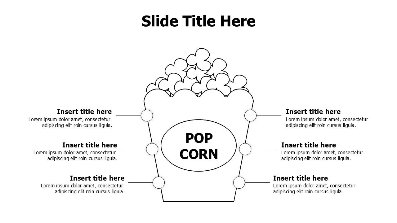 6 points outline pop corn infographic