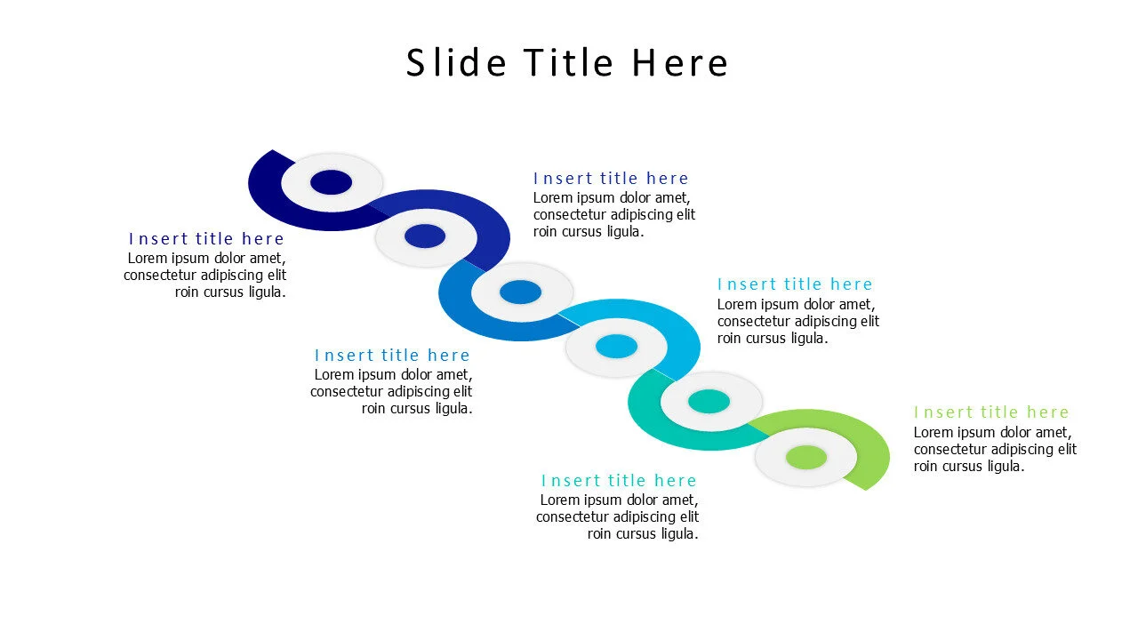 6 points prespective colored roadmap infographic