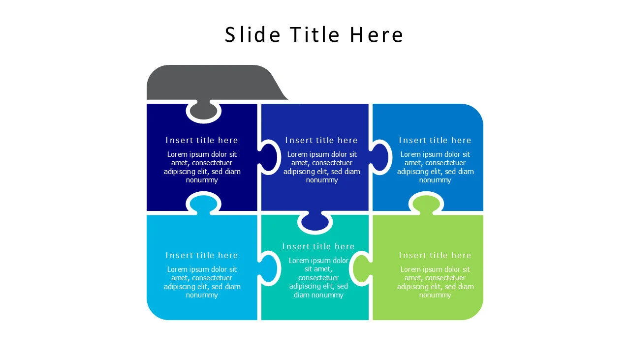 6 points puzzle folder infographic