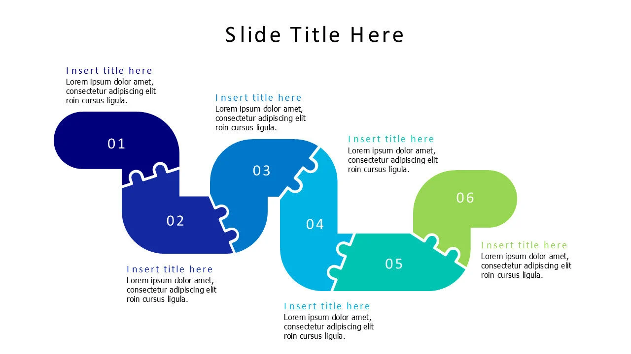 6 points puzzled shapes infographic