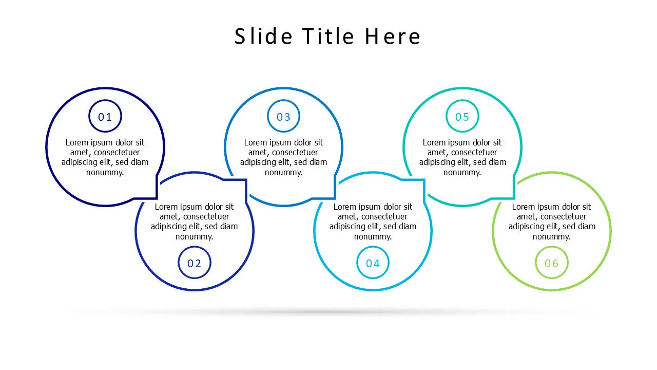 6 points speech bubbles with numbers infographic