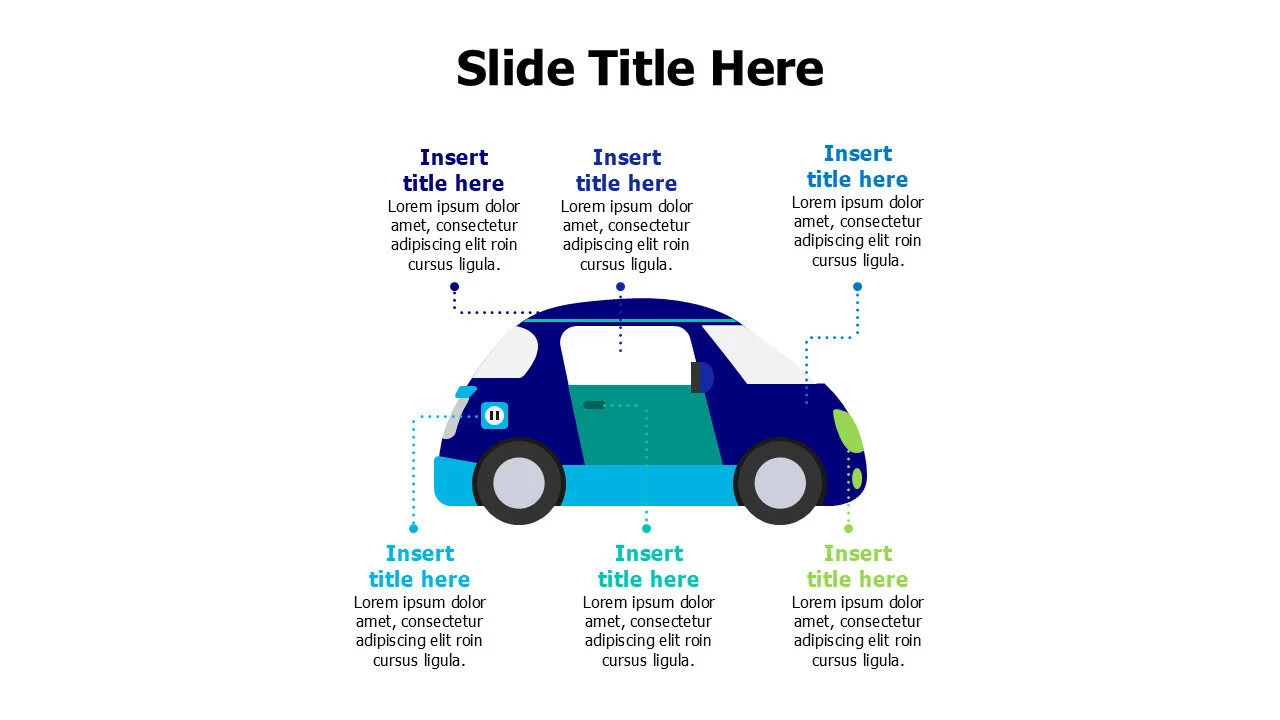 6 points vehicle parts infographic