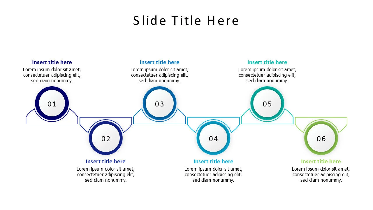 6 points zigzag filled circles infographic
