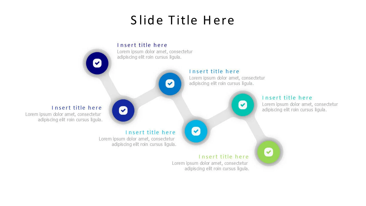 6 points zigzag line infographic