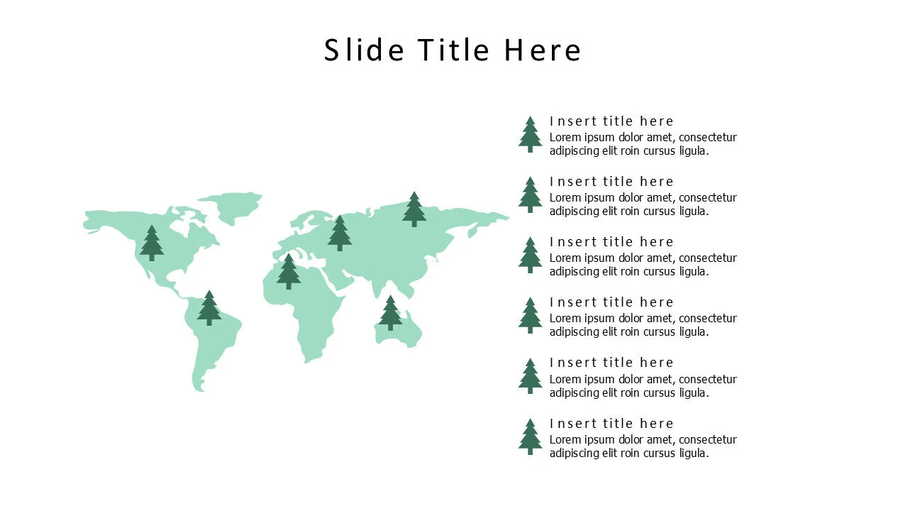 6 trees on a map infographic