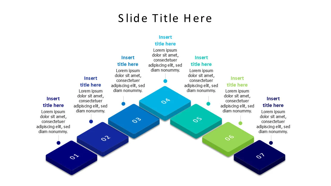 7 points colored blocks with numbering infographic