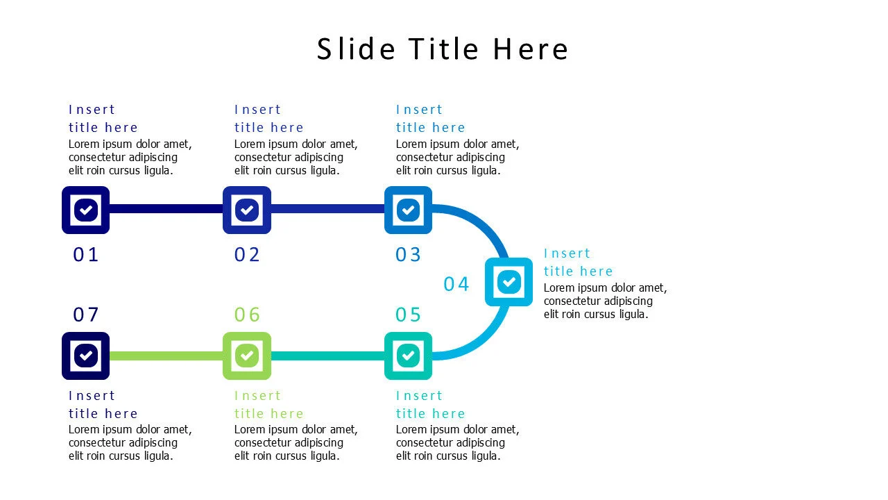7 points colored curved line infographic