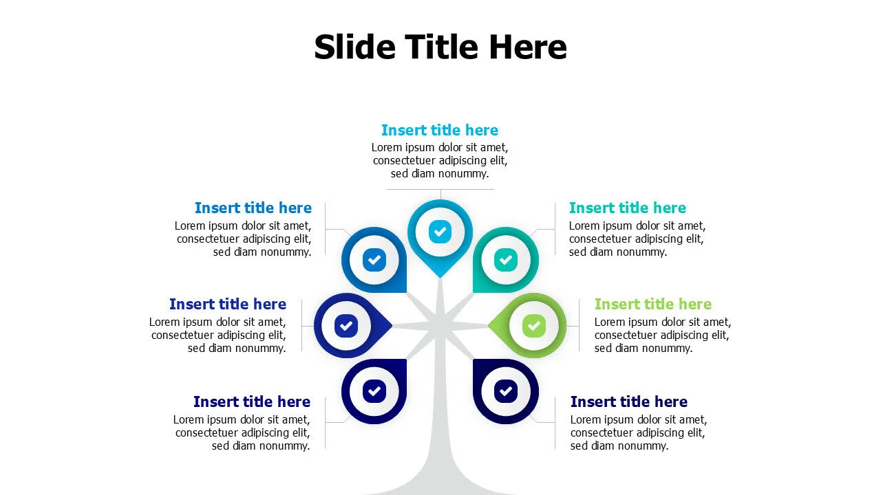 7 points tree with circles infographic