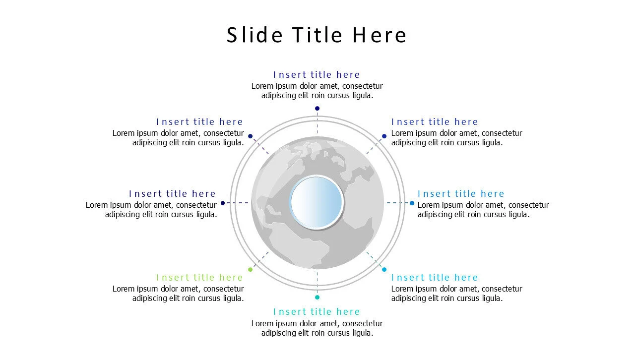 8 points circular world map infographic