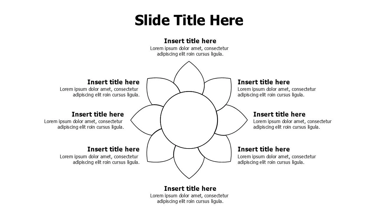 8 points outline fllower infographic