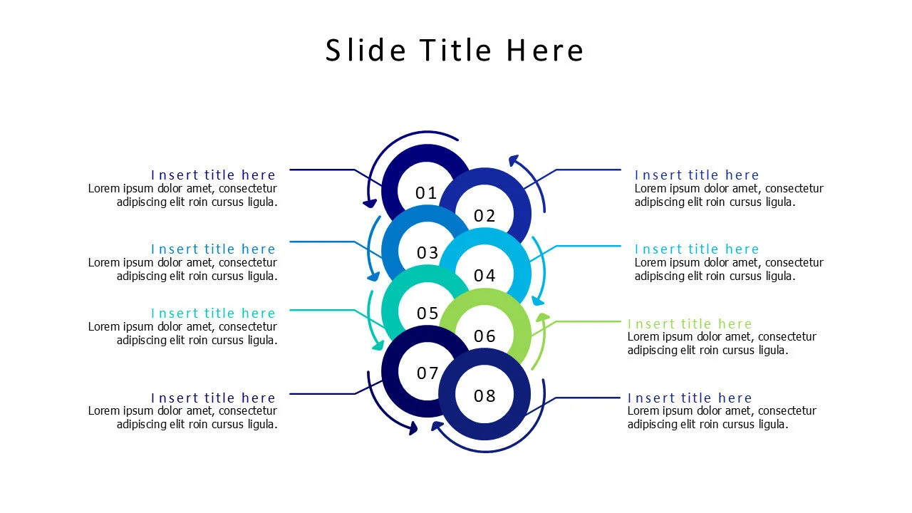 8 points overlayrd circles with numbers infographic
