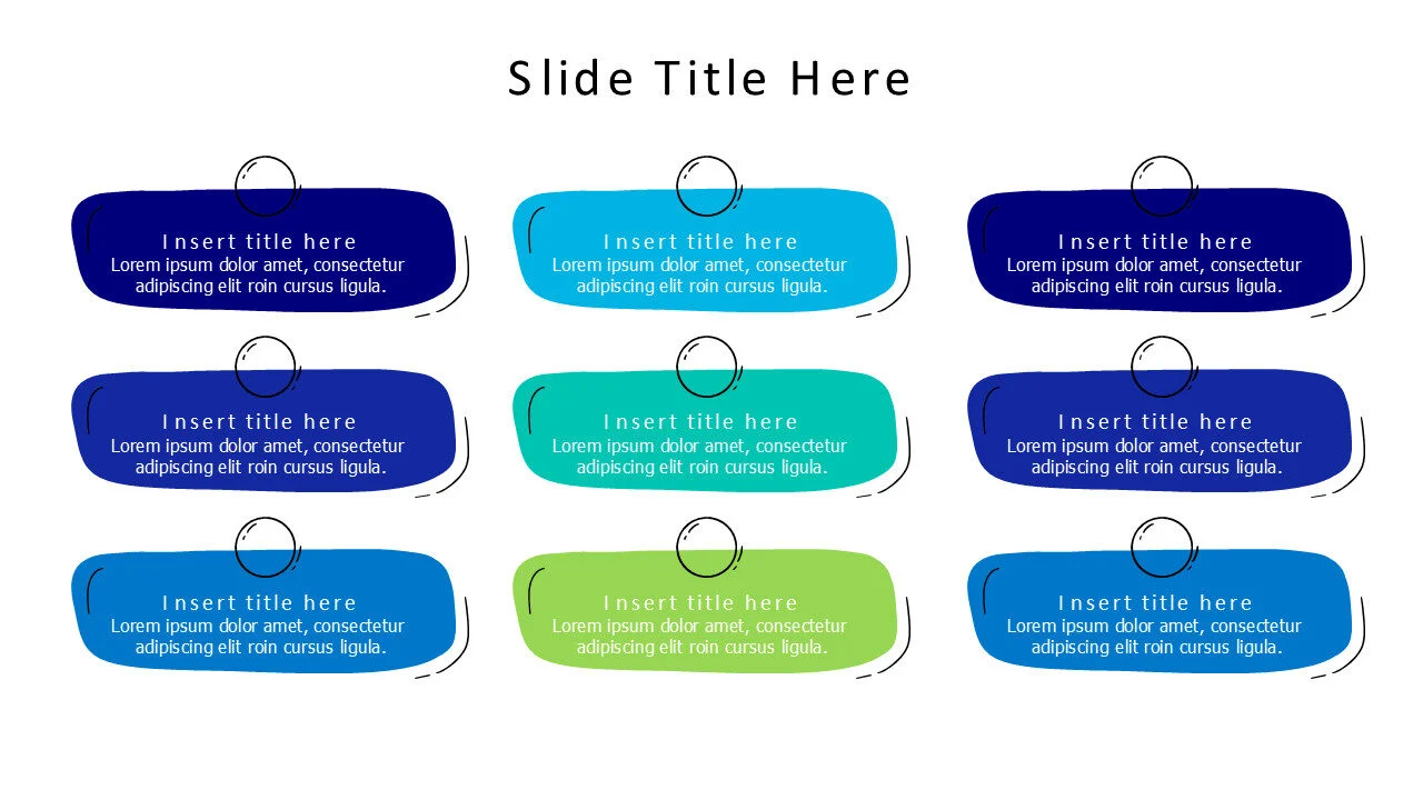 9 points doodle colored shapes infographic