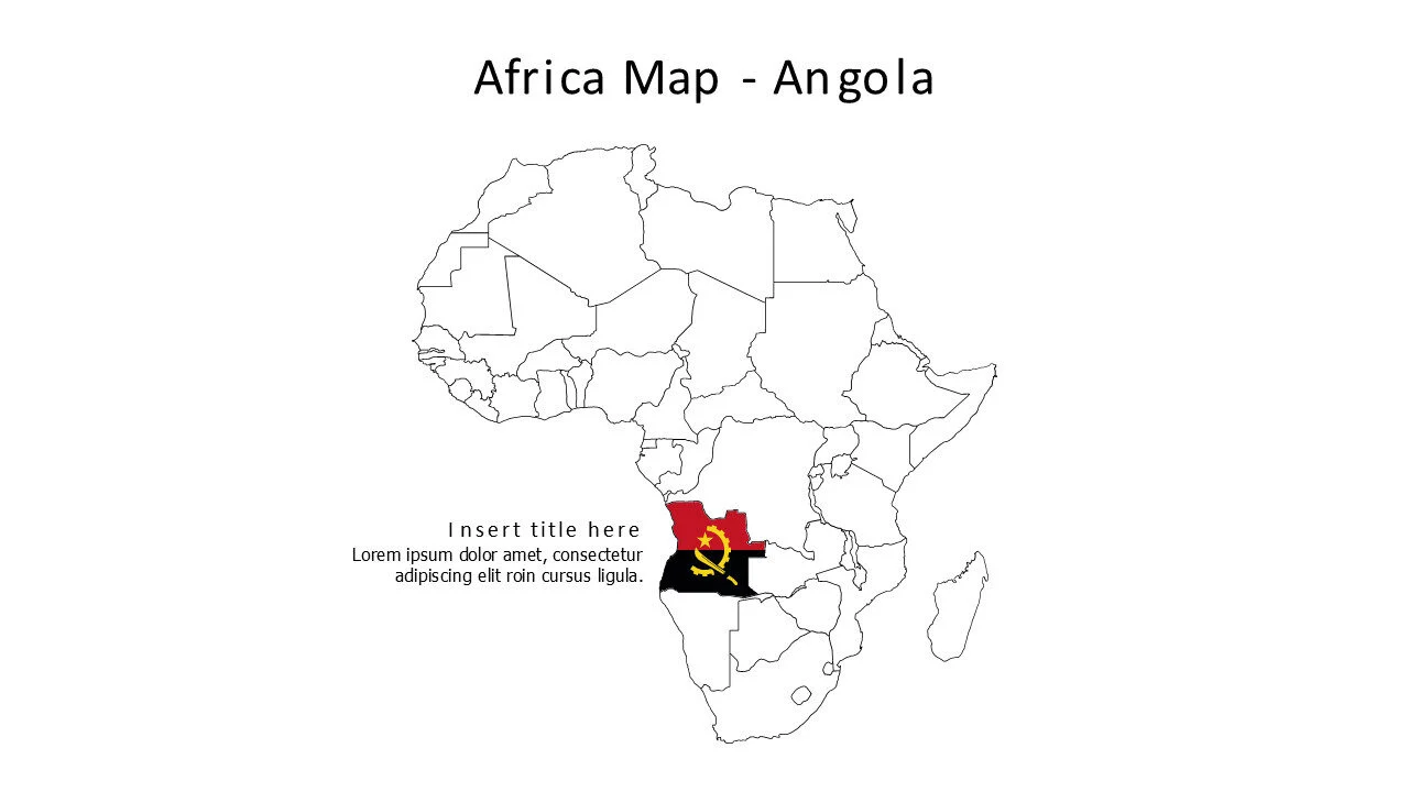 Angola map with flag