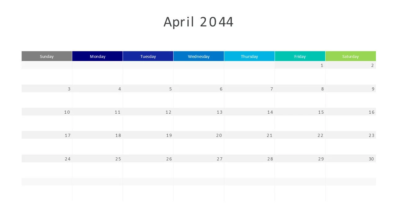 April 2044 calendar