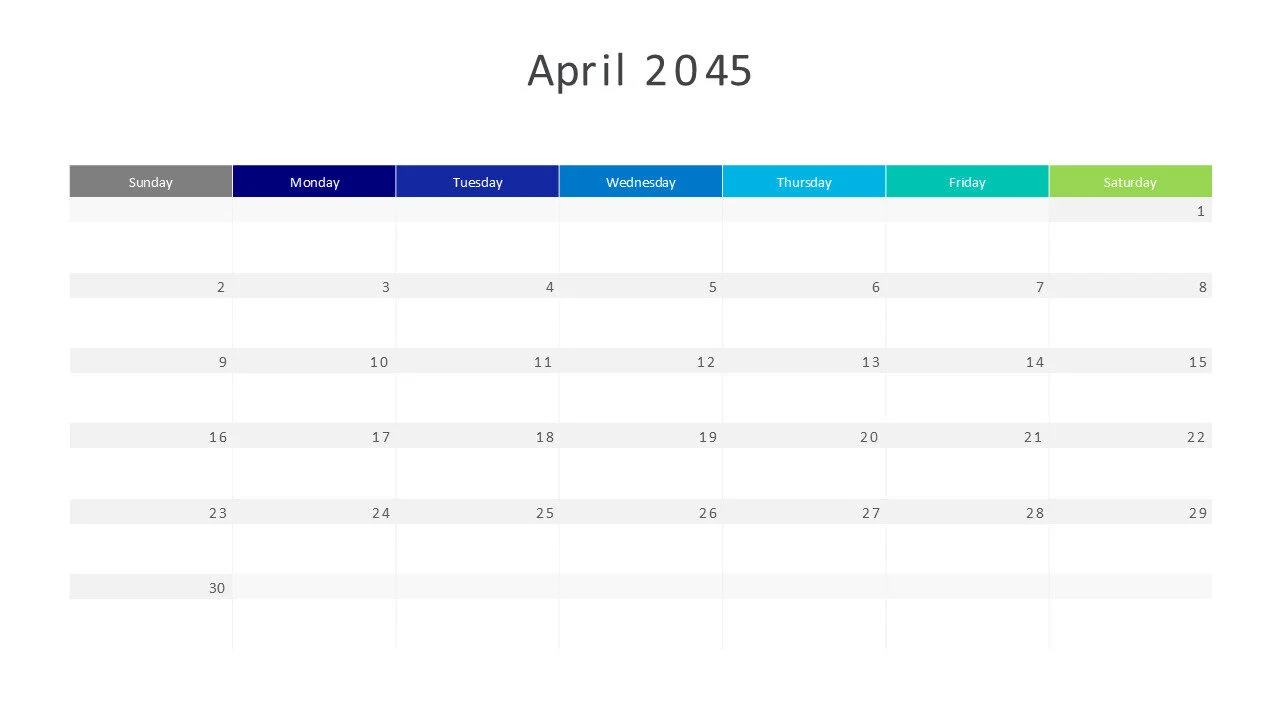 April 2045 calendar
