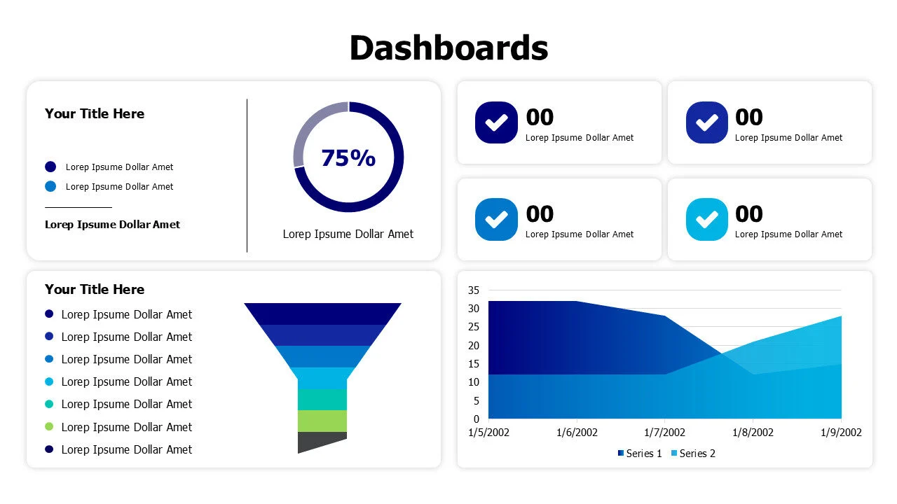 Area and pie charts with filter dashboard