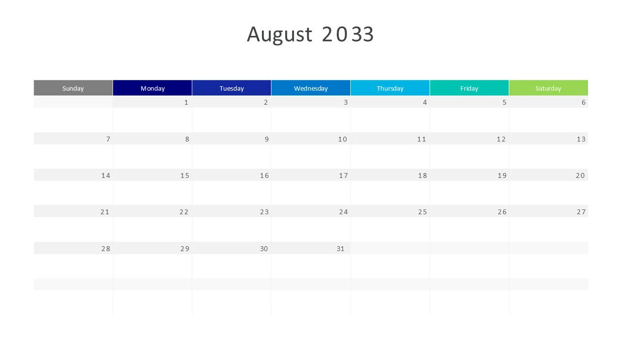 August 2033 calendar