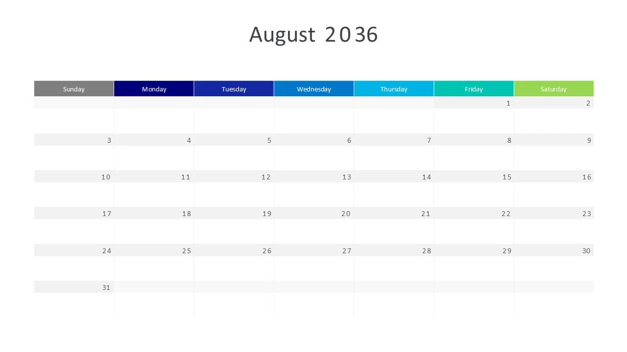 August 2036 calendar