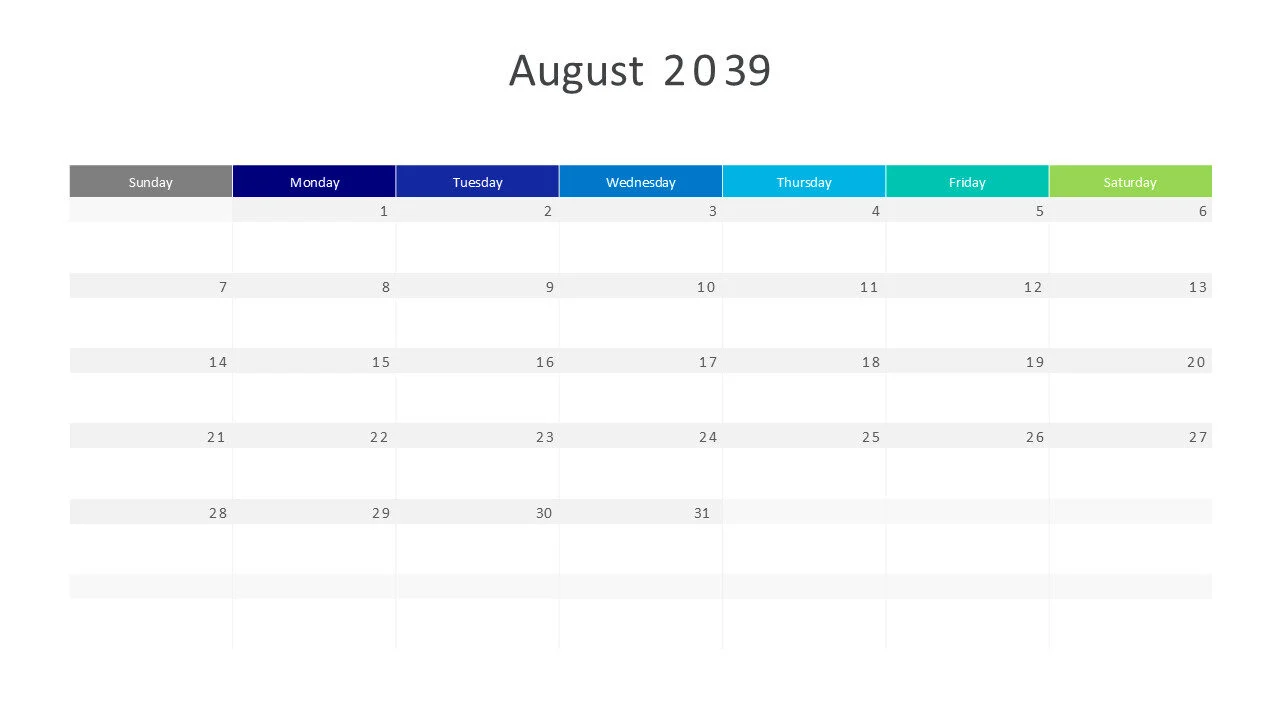 August 2039 calendar