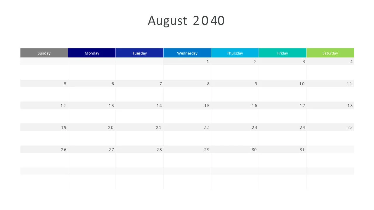 August 2040 calendar