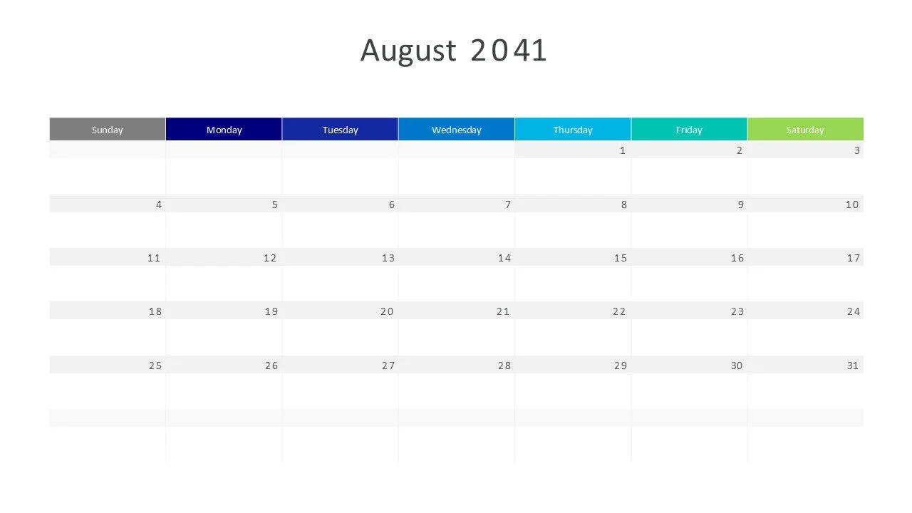 August 2041 calendar
