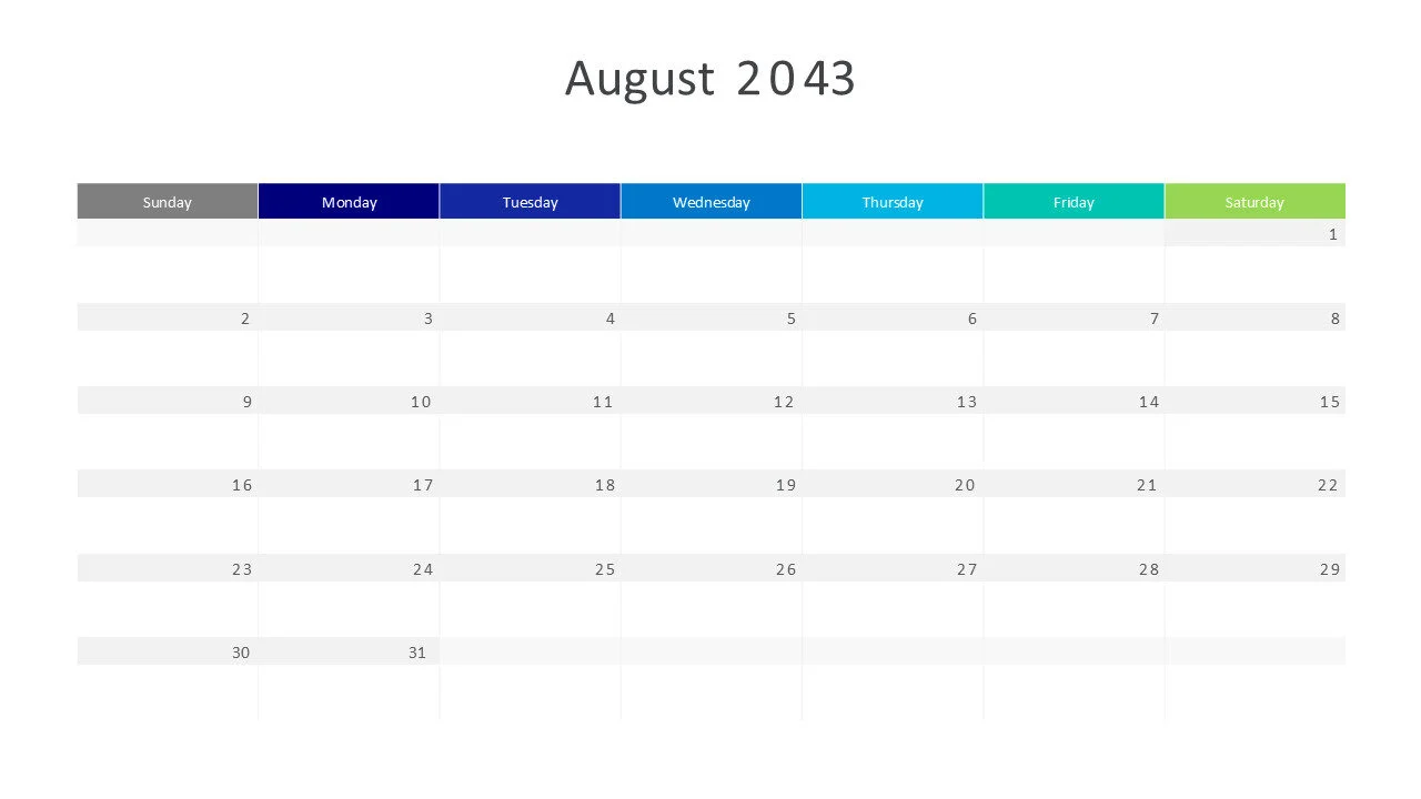 August 2043 calendar