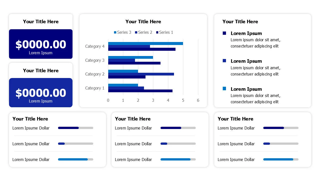 Bar charts dashboard with colored blocks