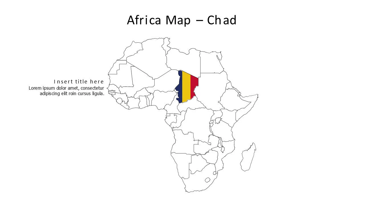 Chad map with flag