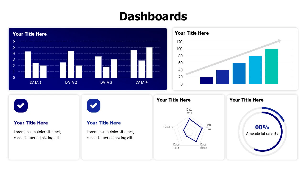 Column charts dashboard with arrow