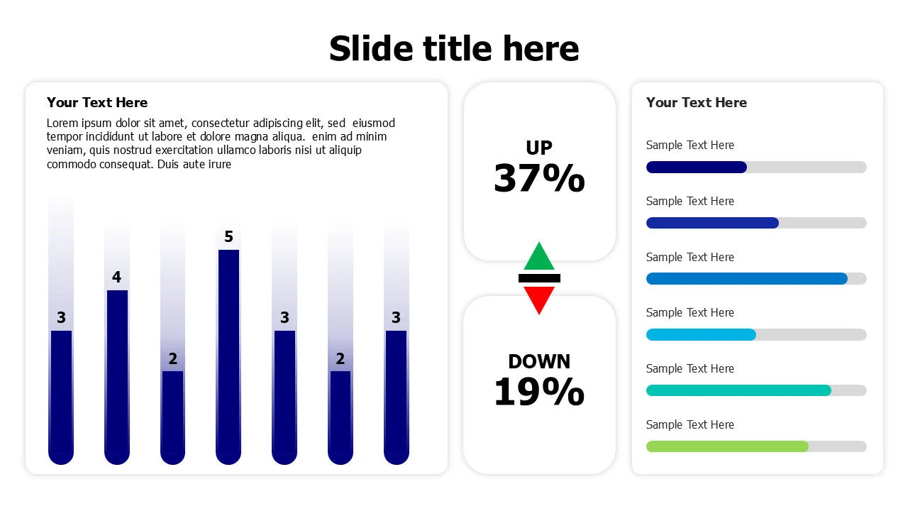 Curved columns chart with meters dashboard