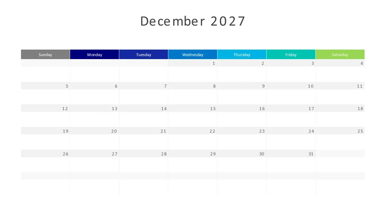 December 2027 calendar