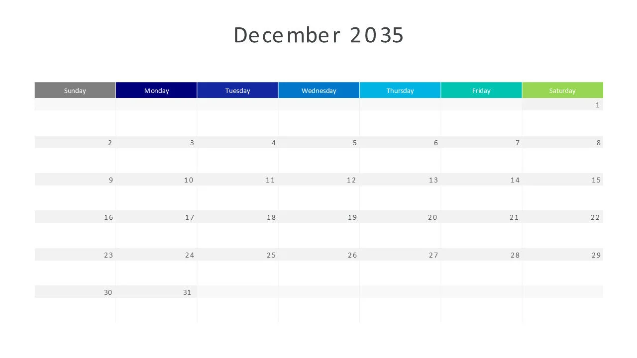 December 2035 calendar