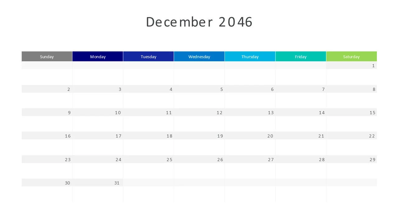 December 2046 calendar
